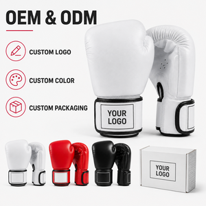 Guantes de Boxeo de Cuero Blanco de 8-16 oz para Entrenamiento, Sparring, Saco de Boxeo, con Cierre de Gancho y Bucle, Transpirables, para Adultos, Artes Marciales - Product Image 4