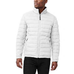 Men's Red Jacket Stand Collar Zipper Closure Windproof Casual Winter Wear Regular Fit Polyester Wadding - Product Image 5