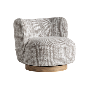 Fauteuil pivotant moderne en teck rembourré, fauteuil barillet avec base rotative à 360 degrés, coussin moelleux, mobilier de luxe pour hôtel - Product Image 5
