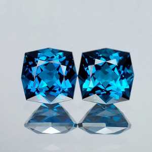 Par de topacios azules de Londres naturales, corte cojín personalizado, piedras preciosas sueltas de color azul intenso, par a juego para la fabricación de joyas al por mayor. - Product Image 2