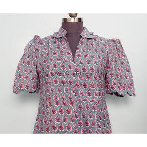 Robe longue en coton à fleurs de qualité supérieure, col en V, coupe ample, pour le printemps et l'été, robe maxi élégante, robe décontractée tendance pour femmes - Product Image 6