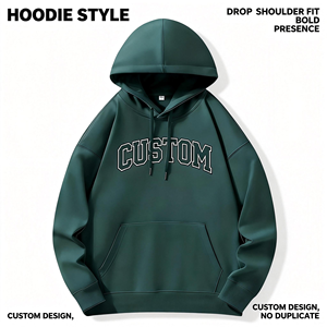 Sudadera con capucha tipo pullover de algodón grueso térmico tipo gofre, personalizada con estampado y bordado, de corte holgado y corto, con cremallera y lavado vintage desgastado por el sol - Product Image 2