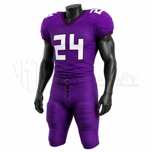 Ensemble d'uniformes de football américain personnalisés, maillot et pantalon de football violet pour équipe, fabricant de vêtements de sport sur mesure OEM ODM - Product Image 3