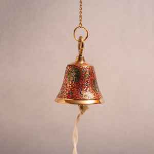Campana Colgante de Latón Hecha a Mano con Trabajo de Meenakari de Pavo Real, Campana Decorativa para Templo, Entrada del Hogar y Decoración de Sala de Pooja - Product Image 2