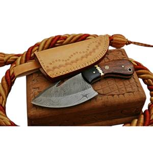 Cuchillo de Caza de Acero de Damasco Hecho a Mano y Personalizable con Mango de Madera, Cuchillo de Supervivencia para Campismo al Aire Libre, OEM y Logotipo Personalizado - Product Image 1