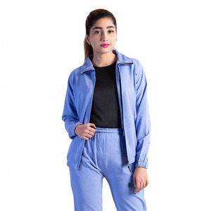 Conjunto Deportivo Azul Claro para Mujer, Manga Larga, Cuello Camisero, Pantalones Casuales con Bolsillos Laterales, Cierre de Cremallera, Corte Regular - Product Image 6