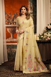 Sari en coton Paithani de créateur avec chemisier fantaisie – Tenue ethnique exclusive et tendance, best-seller, classique pour les fêtes et festivals, pour femme - Product Image 6