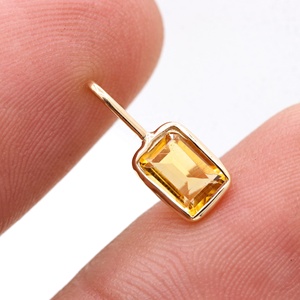Colgante de Citrino Dorado Natural Precioso con Corte Radiante, Engaste de Bisel en Oro Amarillo Sólido de 14k, Certificado GIA, Ideal para Fiestas - Product Image 4