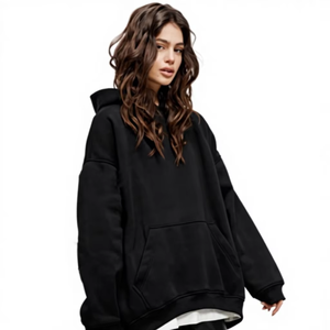 Oversized Cotton Fleece Pullover Hoodie Women Custom Streetwear Print Solid Sportswear <b>Drop</b> Shoulder Winter Front Breathable - Product Image 1