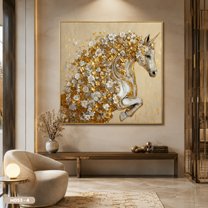 Peinture sur miroir personnalisée de chevaux au galop HALO de haute qualité, peinte à la main avec des détails fins, décoration murale artisanale, origine Vietnam - Product Image 5