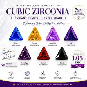 Piedras Preciosas Sueltas de Circonio Sintético con Corte Triangular en Morado, Amarillo, Rojo y Negro para la Fabricación de Joyas - Product Image 2