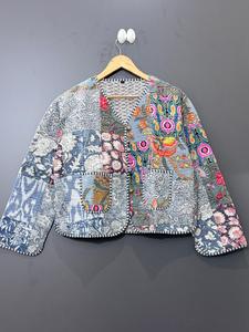 Veste matelassée d'hiver imperméable et respirante brodée de fleurs pour femme, col en V, manches longues, rembourrage en coton standard, automne, modèle simple - Product Image 4