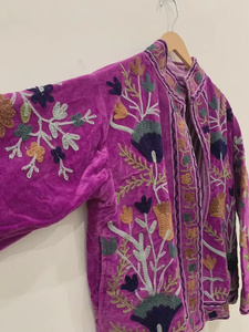 Chaqueta Bomber de Terciopelo de Algodón con Bordado Floral Suzani, Reversible, Estilo Boho Vintage, Talla Única, para Otoño e Invierno, Precio de Fábrica - Product Image 2