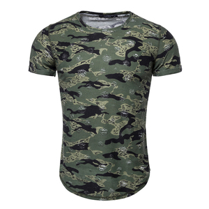 Men's Slim Fit Short Sleeve <b>Camouflage</b> Print <b>T</b>-<b>Shirt</b> O-Neck Casual Jersey Knitted Top - Product Image 1