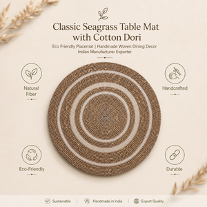 Classic Seagrass <b>Table</b> <b>Mat</b> with Cotton Dori | Eco Friendly Placemat Handmade Woven Dining Decor | Indian Manufacturer Exporter - Product Image 5