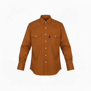 เสื้อเชิ้ตเชื่อมโลหะแบบตะวันตกสำหรับผู้ชาย ปักโลโก้ได้ตามต้องการ ทนไฟ แขนยาว ชุดทำงาน OEM ผ้าฝ้ายทวิลล์ ริปสต็อป ระบายอากาศได้ดี - Product Image 4