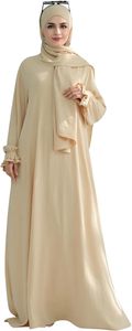 Solid Color Breathable Dubai Abayas Moroccan <b>Kaftan</b> Women Chiffon Burqa Ramzan Muslim Maxi Gown Dress Robe Arab Islamic Clothes - Product Image 6