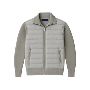 <b>Men's</b> Casual Full Zip Quilted Puffer <b>Jacket</b> with Knitted Sleeves Stand Collar Winter Outerwear <b>Men</b> Winter Casual Quilted <b>Jacket</b> - Product Image 2
