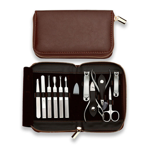 Professional 10 in 1 Nail Kit Stainless Steel Tools Portable Manicure Set for Adults Classic Style with Leather <b>Case</b> - Product Image 1