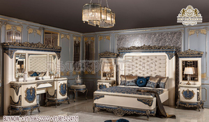 Juego de Muebles de Dormitorio y Cama Árabe de Lujo, Muebles de Dormitorio de Estilo Europeo en Negro y Dorado, Muebles de Dormitorio Tallados a Mano para el Hogar - Product Image 5