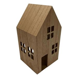 Best Selling Vintage Hut Shaped With Chimney Design Wooden Lantern Wooden Shine House Candle Holder Table <b>top</b> Living Room Decor - Product Image 3