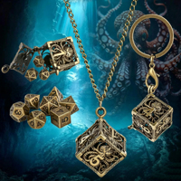 Étui à dés creux en métal, collier et porte-clés, pendentif mini-dés DND avec motifs Dragon, Crâne, Balle, Pieuvre, dés DND multi-styles