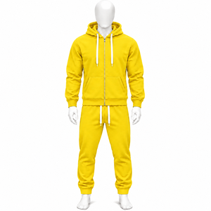 Conjunto de chándal unisex de verano con cremallera completa, estilo vintage, color liso, personalizable con logo, de tela gruesa, informal, estilo streetwear, con lavado ácido. - Product Image 3