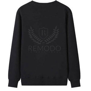 เสื้อสเวตเชิ้ตผู้ชายคอโอ ผ้าฝ้ายฟลีซ ตกแต่งคริสตัลและเพชรเทียม แขนเสื้อแบบริบ  รับผลิตเสื้อผ้าขายส่ง ออกแบบแฟชั่นสตรีทแวร์ตามสั่ง - Product Image 2