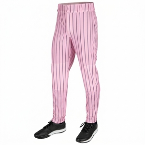 Pink Pinstripe Baseball <b>Pants</b> for Men – Breathable Athletic Training Uniform Bottoms with Stretch Fit - Product Image 1