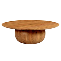 Table basse ronde en bois d'acacia massif, style vintage, pour hôtel, bureau extérieur ou salon, mobilier de style mid-century.