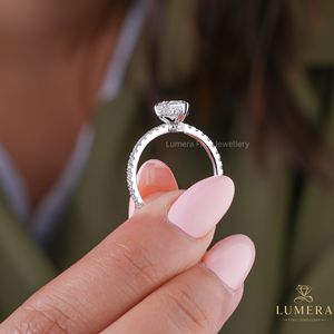 Anillo de Compromiso Solitario con Diamante Cultivado en Laboratorio, Corte Pera Brillante, Oro 9K, 10K, 14K, 18K, Joyería Nupcial - Product Image 3