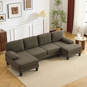 Divano Sezionale Moderno a 3 Posti, 283 cm, con Motivo Solido, Imbottitura in Piuma e Rivestimento Rimovibile, Estensibile per Arredamento Domestico - Product Image 2