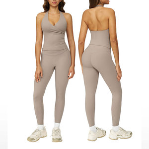 High Waist Yoga Set Sports Bra and Leggings Three Piece Seamless Spandex Breathable Elastic Waist Workout Wear for Women - Product Image 6