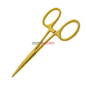 Pinces à moustiques Halstead Premium, droites, manche doré, 5 pouces, pinces hémostatiques autobloquantes en carbure de tungstène et acier inoxydable, chirurgicales - Product Image 4