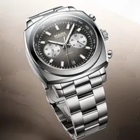 Montre-bracelet à quartz de haute qualité Mark Fairwhale, bracelet en métal, verre Hardlex, chronographe, aiguilles lumineuses, étanche 30m, FW-5900