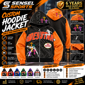 Sweat à capuche zippé en molleton coupe ajustée, style streetwear, avec logo imprimé personnalisé, effet délavé à l'acide, sans cordon, 100% coton, séchage rapide, respirant, pour homme, hiver - Product Image 1