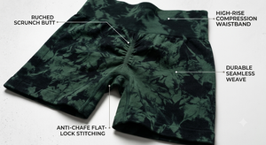 Custom <b>Puff</b> Printed Breathable 100% Cotton Tie-Dye Seamless High-Waist Ruched Scrunch Butt Fitness Yoga Shorts Wholesale - Product Image 4