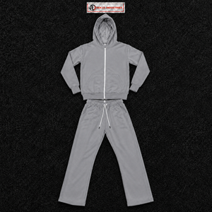 Conjunto de chándal gris para hombre, sudadera con capucha de cremallera completa y pantalones jogger, personalizado, al por mayor, ropa casual urbana, ropa deportiva, de forro polar, de dos piezas, en oferta. - Product Image 5