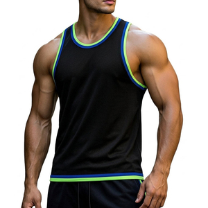 Wholesale Men'ss Athletic <b>Mesh</b> Muscle Tank <b>Top</b> Customizable Quick Dry Bodybuilding Gym Vest Contrast Trim Performance Tank <b>Tops</b> - Product Image 3