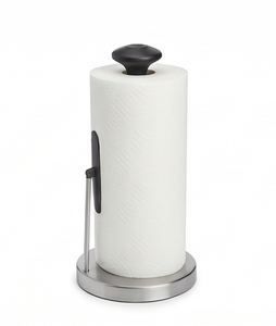 Modern Black Metal <b>Paper</b> Towel Holder Modern Round Base With Knob Countertop Dining Dispenser And Stylish <b>Kitchen</b> Organizer - Product Image 1