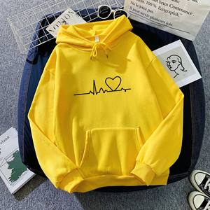 เสื้อฮู้ดแฟชั่นพิมพ์ลายหัวใจ ทรงหลวม ผ้าฝ้ายฟลีซ เสื้อฮู้ดสวมหัว สตรีทแวร์ลำลอง ขายส่งจากผู้ผลิตเสื้อผ้า พร้อมส่งแบบ DDP - Product Image 4