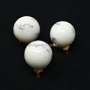 Sphère de pierre naturelle personnalisée en gros avec boules de cristal rutile blanc de guérison lignes dorées - Product Image 5