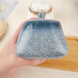 Tarro de Almacenamiento Esmaltado a Mano con Tapa, Forma Cónica Elegante, Organizador Compacto para Encimera, Elegante Contenedor para Despensa de Cocina - Product Image 2