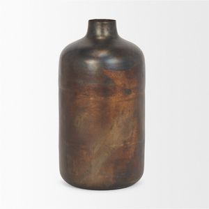 Vase en métal vintage industriel en gros, finition patine rustique, vase décoratif pour centre de table d'hôtel - Product Image 1
