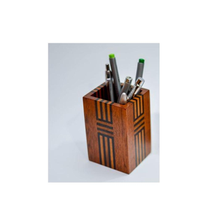 Pot à crayons en bois fait main, design moderne, vase de table réglable, prix compétitif, organisateur de bureau pour fournitures de bureau - Product Image 1