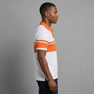 TERZO SPORTS Top Trending Men's White <b>Orange</b> Solid for Shirt Short Sleeve Regular Fit Cotton Pique Front Logo Casual Breathable - Product Image 2