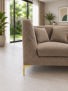 Ensemble de canapés de luxe 211 PIRAMID taupe émeraude pour hôtel, salon, appartement, tissu haut de gamme personnalisé, écologique, pieds en acier inoxydable - Product Image 3
