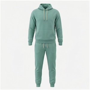 Conjunto Deportivo con Capucha para Hombre, Color Verde Menta, Manga Larga, Color Sólido, Casual, Transpirable, Corte Regular, Ropa de Otoño - Product Image 1