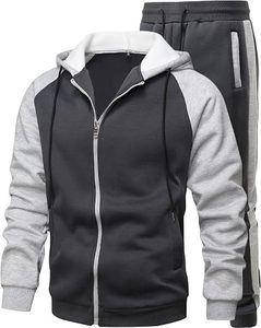 Survêtement unisexe streetwear à capuche avec blocs de couleur, fermeture éclair sur toute la longueur, manches longues, décontracté, pour l'hiver, avec poches latérales, coupe classique - Product Image 6