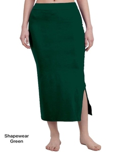 Women High Waist Pencil Skirt Green Satin Side Slit Knee Length Elegant <b>Shapewear</b> Stretchable Fabric All Seasons - Product Image 1